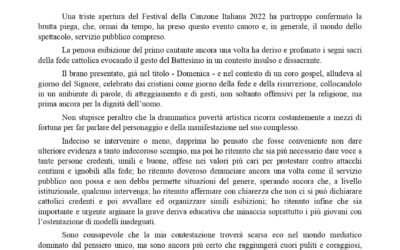 Considerazioni sul festival, del vescovo di San Remo